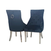 Set of 2 Black Velvet Dining chairs